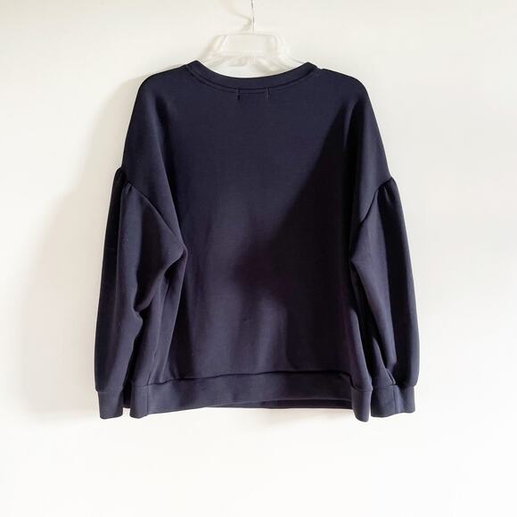New Rachel Zoe Navy Balloon Sleeve Modal Sweatshirt - Picture 3 of 5